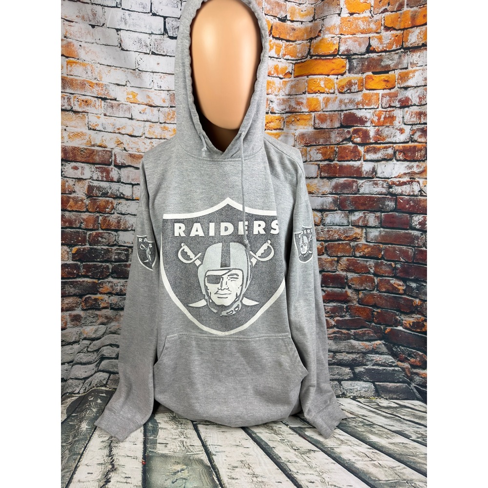 NFL Team Apparel Las Vegas Raiders Gray Graphic Hoodie Mens 3XLT Pullover